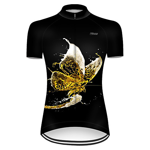 

21Grams Women's Short Sleeve Cycling Jersey Polyester Black / Yellow Butterfly Oktoberfest Beer Bike Jersey Top Mountain Bike MTB Road Bike Cycling Breathable Quick Dry Ultraviolet Resistant Sports