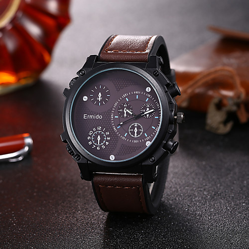 

Men's Dress Watch Quartz PU Leather Chocolate Chronograph New Design Casual Watch Analog Fashion Cool - Coffee