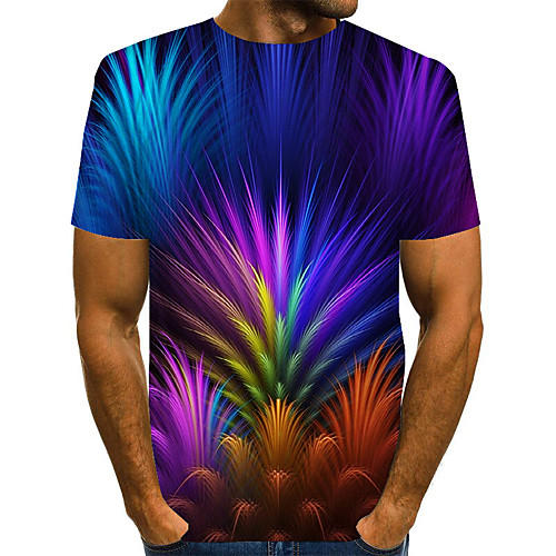 

Men's Plus Size Geometric Print T-shirt Basic Street chic Daily Going out Round Neck Dark Gray / Short Sleeve