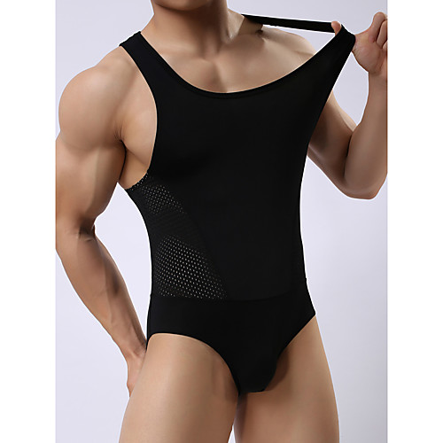 

Men's Sporty White Brown Black One-piece Swimwear Swimsuit - Solid Colored Breathable S M L White