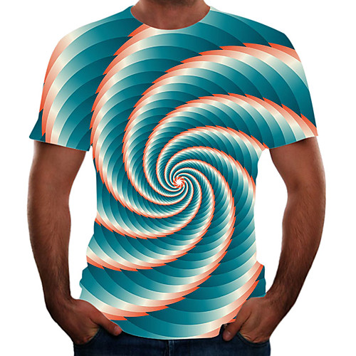 

Men's Plus Size Color Block 3D T-shirt Basic Going out Weekend Round Neck Rainbow / Short Sleeve / Animal