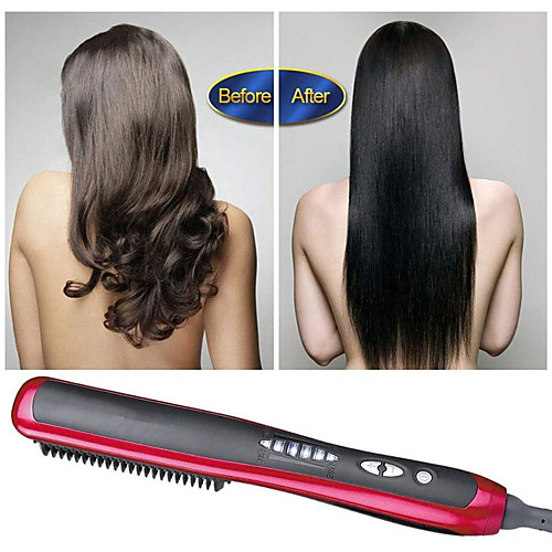 

Hair Straightener Brush Comb Ionic Hair & Beard Straightening Brush Temperature Control Prevent Scalding