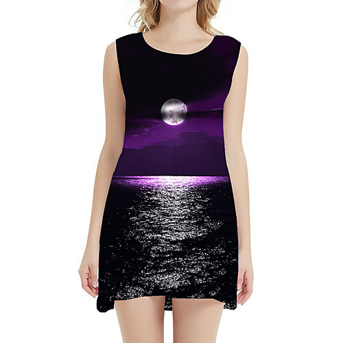 

Women's A Line Dress - Sleeveless Print Patchwork Summer 3D Print Sexy Daily Holiday 2020 Black Blue Red Yellow S M L XL XXL XXXL