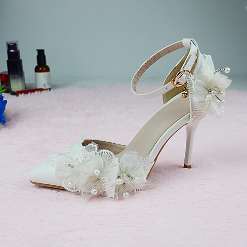 

Women's Heels 2020 Spring & Fall Stiletto Heel Pointed Toe Daily Party & Evening Buckle PU White