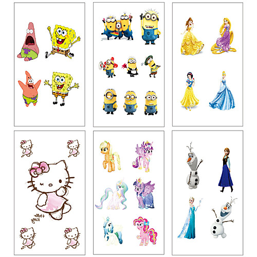 

6 pcs Temporary Tattoos Water Resistant / Waterproof / Mini Style / Safety Face / Body / Hand Water-Transfer Sticker Body Painting Colors