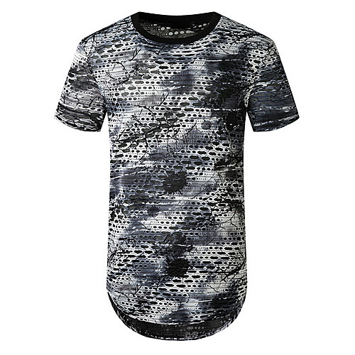 

Men's Geometric Print T-shirt Basic Daily Round Neck Blue / Dark Gray / Short Sleeve