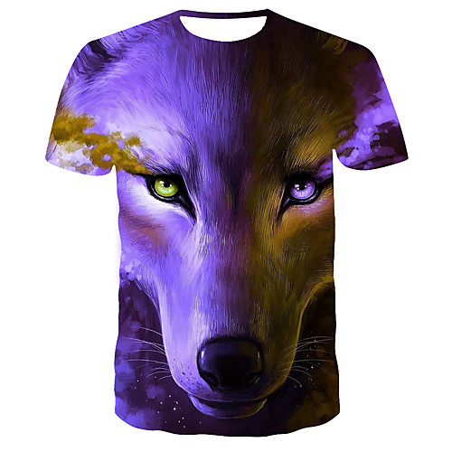 

Men's 3D Print T-shirt Daily Round Neck Purple / Short Sleeve