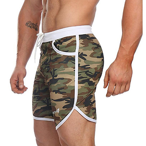 

Men's Running Shorts Athletic Shorts Workout Shorts 1pc Stripe-Trim Drawstring Sports Bottoms Running Walking Jogging Training Breathable Quick Dry Soft Camouflage Fashion Yellow Green Blue