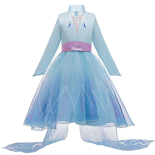 

Princess Elsa Dress Flower Girl Dress Girls' Movie Cosplay A-Line Slip Vacation Dress Blue Dress Children's Day Masquerade Tulle Polyester