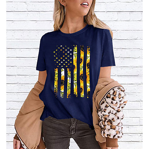 

Women's Geometric T-shirt - Cotton Daily Going out Wine / Black / Red / Navy Blue