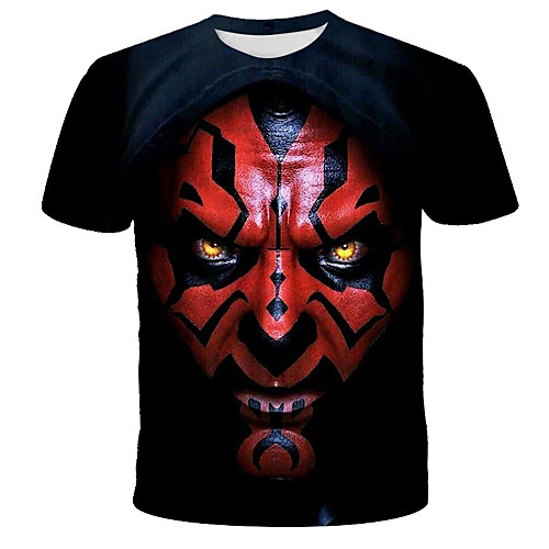 

Men's 3D Cartoon Wolf Print T-shirt Street chic Exaggerated Daily Holiday Round Neck Black / Short Sleeve