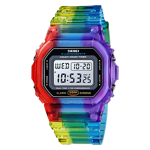 

SKMEI Women's Digital Watch Outdoor Colorful Blue Orange Purple Silicone Chinese Digital Blue Purple Orange Alarm Calendar / date / day Chronograph 50 m 1 pc Digital One Year Battery Life