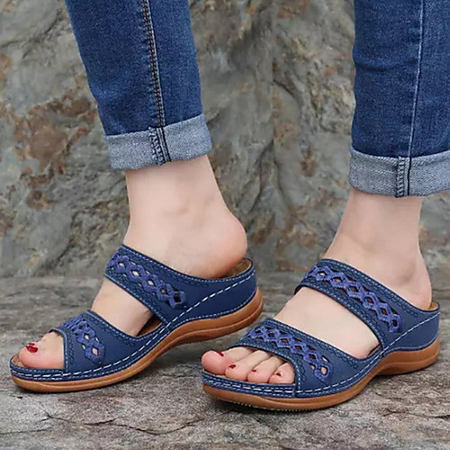 

Women's Sandals Wedge Sandals Summer Wedge Heel Open Toe Daily PU Black / Yellow / Red