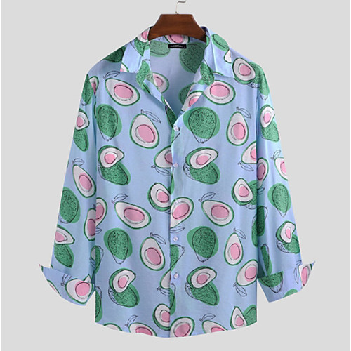 

Men's Fruit Shirt Daily Button Down Collar White / Yellow / Light Blue / Long Sleeve