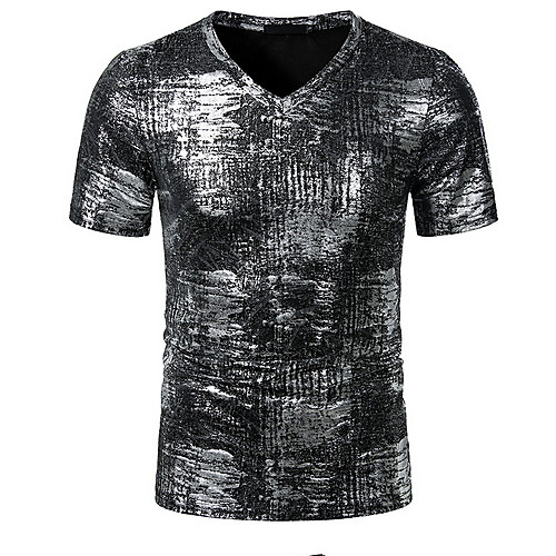 

Men's Geometric Print Slim T-shirt Basic Daily V Neck Black / Short Sleeve