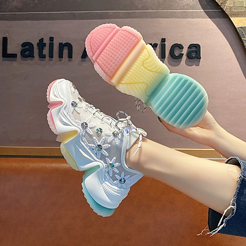 

Women's Trainers / Athletic Shoes Summer Flat Heel Round Toe Daily Mesh White / Rainbow
