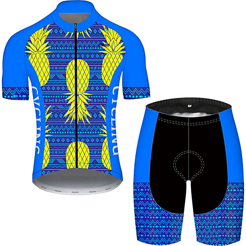 

21Grams Men's Short Sleeve Cycling Jersey with Shorts Black / Blue Pineapple Fruit Bike UV Resistant Quick Dry Breathable Sports Pineapple Mountain Bike MTB Road Bike Cycling Clothing Apparel