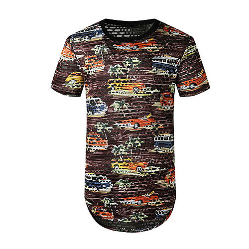 

Men's Geometric Print T-shirt Basic Daily Round Neck Purple / Yellow / Green / Navy Blue / Short Sleeve