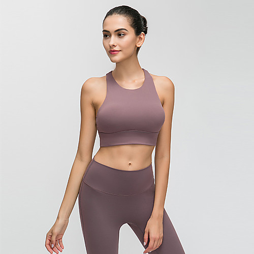 

Women's Sports Bra Bralette Elastane Running Fitness Jogging Adjustable Breathable Soft Padded Medium Support Purple Blue Solid Colored / Stretchy