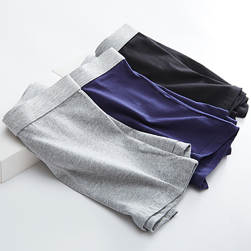 

Men's Sports Underwear Boxer Brief Trunks 3pcs Stylish Elastane Sports Shorts Underwear Shorts Bottoms Running Walking Jogging Training Breathable Quick Dry Soft Fashion Dark Grey Rainbow Black
