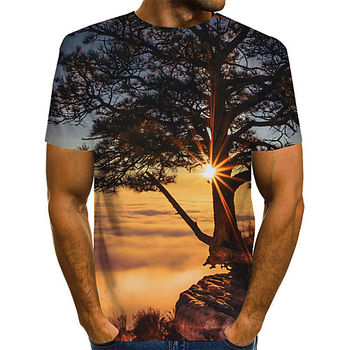 

Men's T shirt 3D Short Sleeve Daily Tops Basic Exaggerated Blue Purple Red