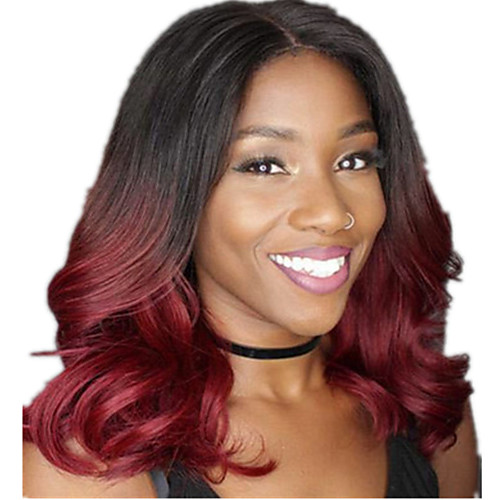 

Synthetic Wig Curly Middle Part Wig Long Burgundy Synthetic Hair 12 inch Women's Ombre Hair Middle Part curling Burgundy