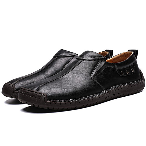 

Men's Spring Casual Daily Loafers & Slip-Ons PU Non-slipping Light Brown / Dark Brown / Black