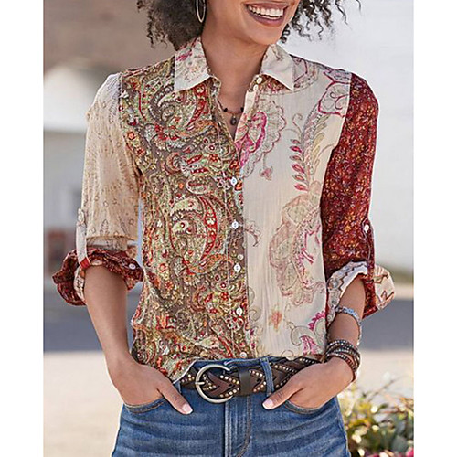 

Women's Plus Size 3D Shirt Daily Shirt Collar Khaki