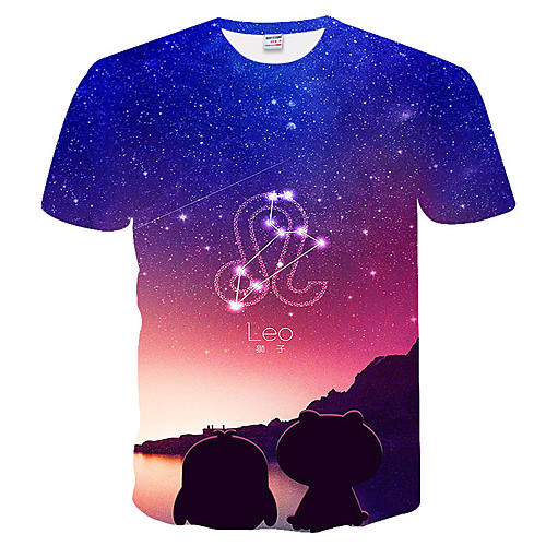 

Men's 3D T-shirt Basic Daily Round Neck Blue / Short Sleeve