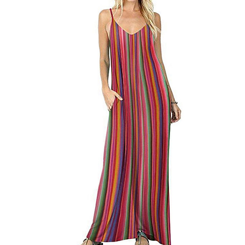

Women's Sheath Dress - Sleeveless Striped Summer Elegant 2020 Red M L XL XXL XXXL