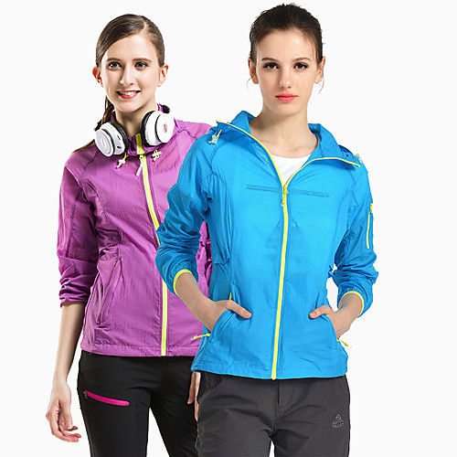 

Women's Hiking Skin Jacket Hiking Jacket Hiking Windbreaker Summer Outdoor Sunscreen Breathable Quick Dry Anti-Mosquito Jacket Top Elastane Single Slider Running Hunting Fishing Light Purple / Royal