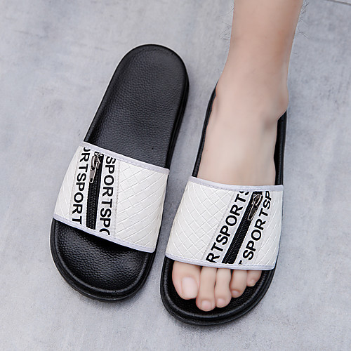 

Men's Spring / Summer Casual / Beach Daily Home Slippers & Flip-Flops PU Breathable Non-slipping Wear Proof White / Black