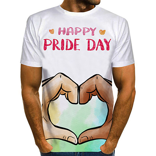 

Men's Graphic 3D Print Pride Day Print T-shirt Basic Exaggerated Daily Round Neck White / Blue / Purple / Red / Yellow / Green / Gray / Short Sleeve