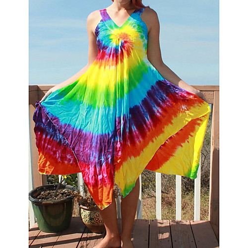 

Women's Strap Dress Midi Dress - Sleeveless Tie Dye Summer Casual Mumu 2020 Rainbow S M L XL XXL XXXL