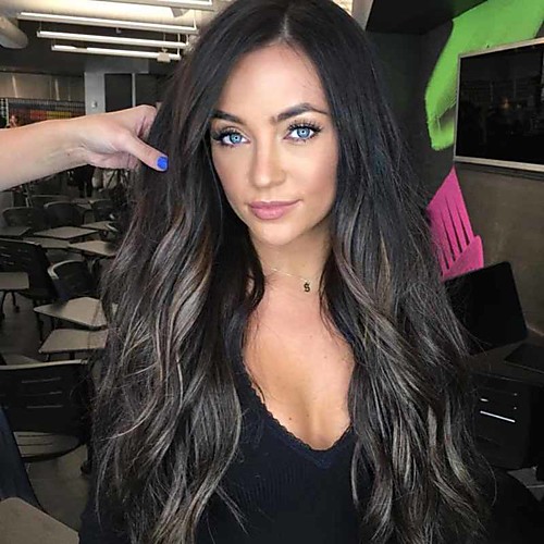 

Synthetic Wig Curly Middle Part Wig Very Long Black / Brown Synthetic Hair 26 inch Women's Ombre Hair curling Fluffy Ombre