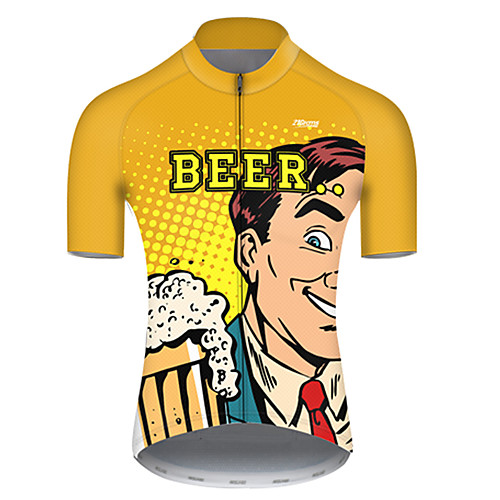 

21Grams Men's Short Sleeve Cycling Jersey Nylon Yellow Polka Dot Gradient Oktoberfest Beer Bike Jersey Top Mountain Bike MTB Road Bike Cycling Quick Dry Breathable Sports Clothing Apparel