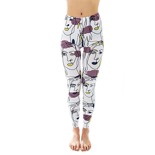

Women's Yoga Pants 3D Print White Yellow Light Purple WhiteGray Black / White Elastane Yoga Running Fitness Tights Leggings Sport Activewear Quick Dry Tummy Control Butt Lift Moisture Wicking High