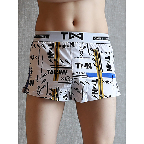 

Men's Basic White Black Blue Swim Trunk Beach board shorts Swimwear Swimsuit - Color Block Print Breathable M L XL White