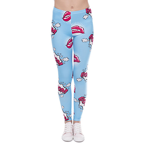 

Women's Yoga Pants 3D Print Blue Elastane Yoga Running Fitness Tights Leggings Sport Activewear Quick Dry Tummy Control Butt Lift Moisture Wicking High Elasticity Skinny