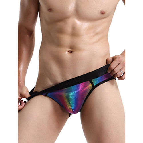 

Men's Print Briefs Underwear - Normal Low Waist Rainbow S M L