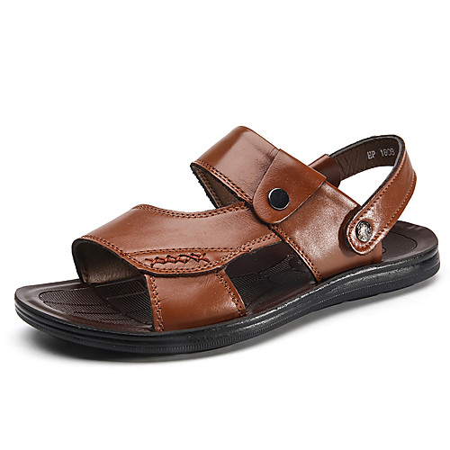 

Men's Summer Classic / Casual Daily Outdoor Sandals Water Shoes / Upstream Shoes Cowhide Breathable Non-slipping Light Brown / Dark Brown / Black