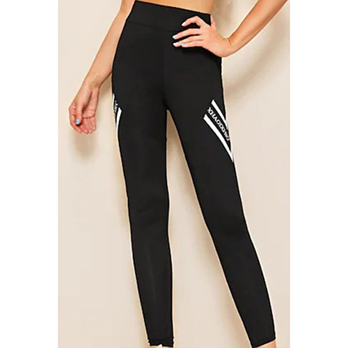 

Women's Basic Legging - Color Block, Print Mid Waist Black S M L