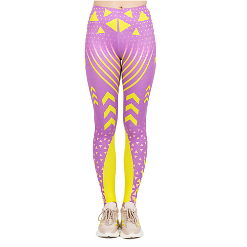

Women's Yoga Pants 3D Print Purple Elastane Yoga Running Fitness Tights Leggings Sport Activewear Quick Dry Tummy Control Butt Lift Moisture Wicking High Elasticity Skinny