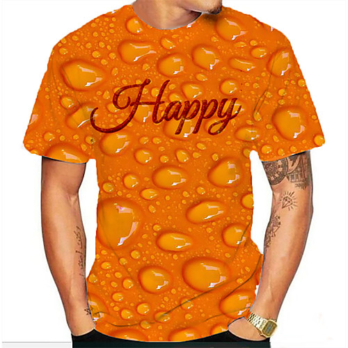 

Men's Graphic Beer Print T-shirt Basic Daily Round Neck Orange / Short Sleeve
