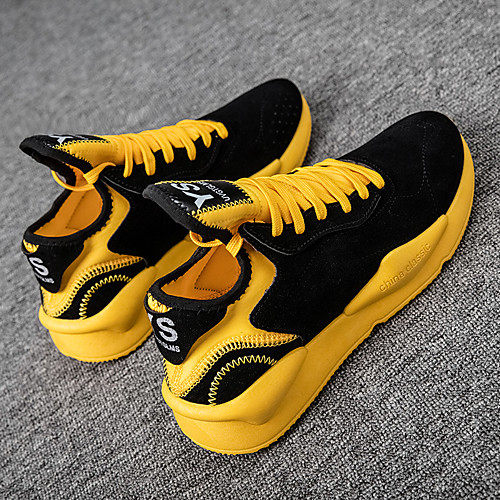 

Men's Summer Classic / Casual Daily Outdoor Sneakers Walking Shoes Synthetics Breathable Non-slipping Wear Proof Black / Yellow / Gray Color Block