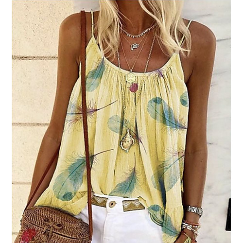 

Women's Tank Top Geometric Strap Tops Basic Top White Blue Purple