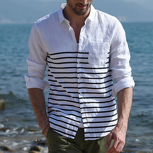 

Men's Striped Shirt Daily Black / Gray / Long Sleeve