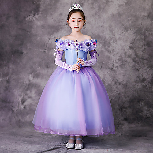 

Princess Rapunzel Dress Flower Girl Dress Girls' Movie Cosplay A-Line Slip Purple Dress Children's Day Masquerade Tulle Polyester