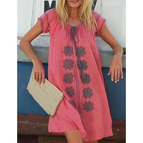

Women's A-Line Dress Short Mini Dress - Short Sleeves Floral Summer Elegant Boho Holiday 2020 Blue Yellow Blushing Pink Light Green Beige S M L XL XXL XXXL XXXXL XXXXXL