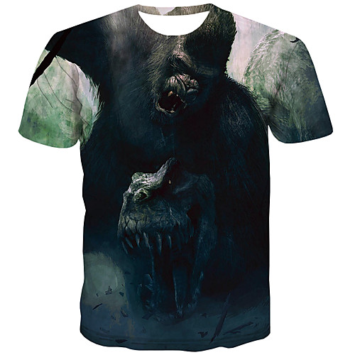 

Men's Plus Size 3D Print T-shirt Street chic Daily Round Neck Rainbow / Short Sleeve